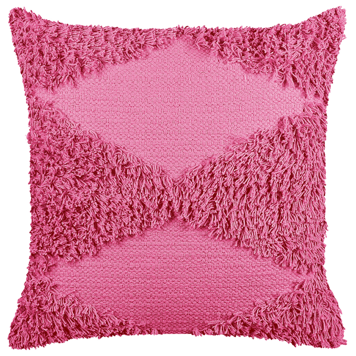 Set di 2 cuscini decorativi in cotone rosa 45 x 45 cm federa boho trapuntata a motivi geometrici solidi
