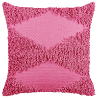 Cuscino decorativo in cotone rosa 45 x 45 cm tinta unita motivo geometrico trapuntato federa boho