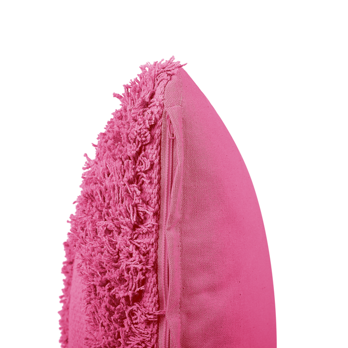 Cuscino decorativo in cotone rosa 45 x 45 cm tinta unita motivo geometrico trapuntato federa boho