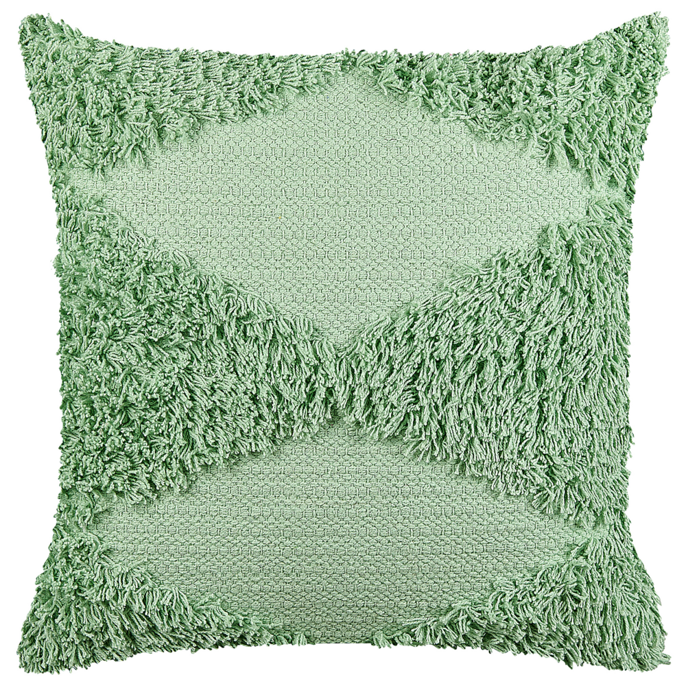Set di 2 cuscini decorativi in cotone verde 45 x 45 cm tinta unita motivo geometrico trapuntato federa boho