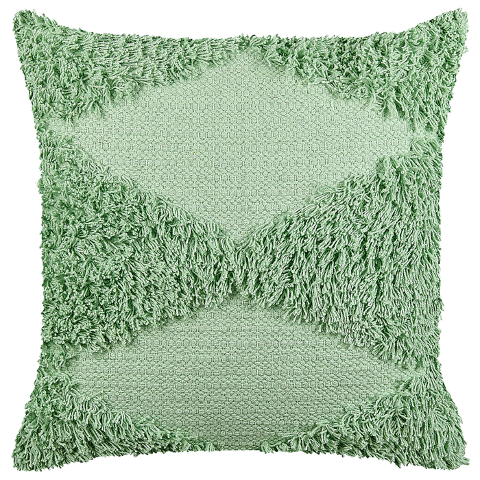 Set di 2 cuscini decorativi in cotone verde 45 x 45 cm tinta unita motivo geometrico trapuntato federa boho