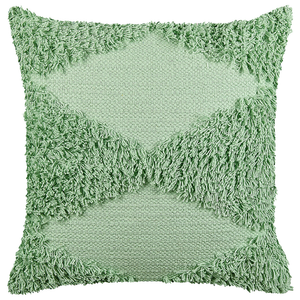Cuscino decorativo in cotone verde 45 x 45 cm tinta unita motivo geometrico trapuntato federa boho