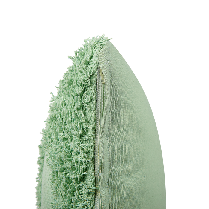 Cuscino decorativo in cotone verde 45 x 45 cm tinta unita motivo geometrico trapuntato federa boho