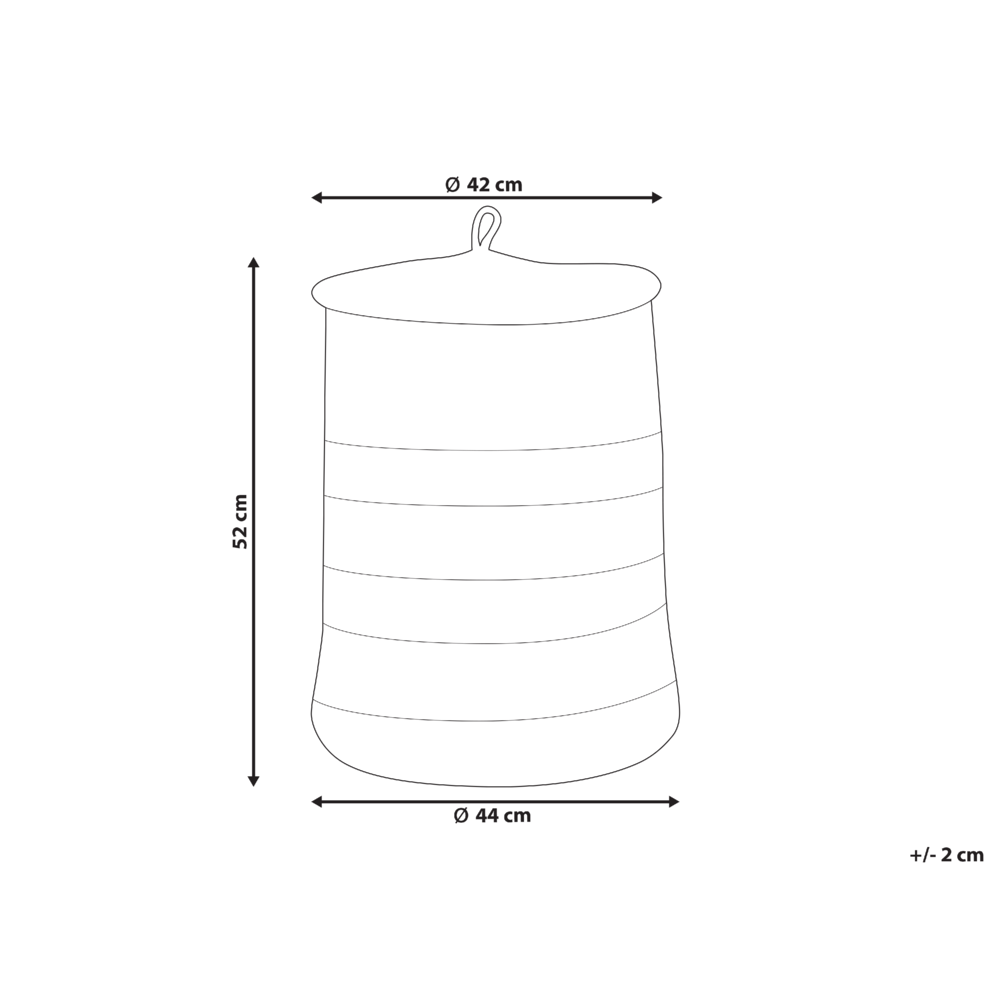 Cestino in tessuto di cotone a righe beige chiaro e rosa con accessori per la conservazione del coperchio boho