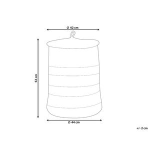 Cestino in tessuto di cotone a righe beige chiaro e rosa con accessori per la conservazione del coperchio boho