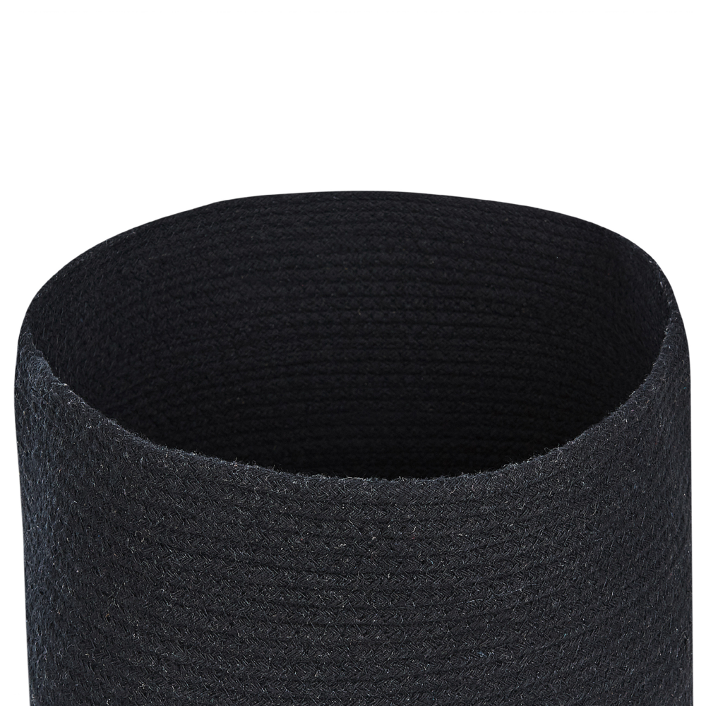 Cestino in tessuto di cotone nero con accessori per la conservazione del coperchio boho