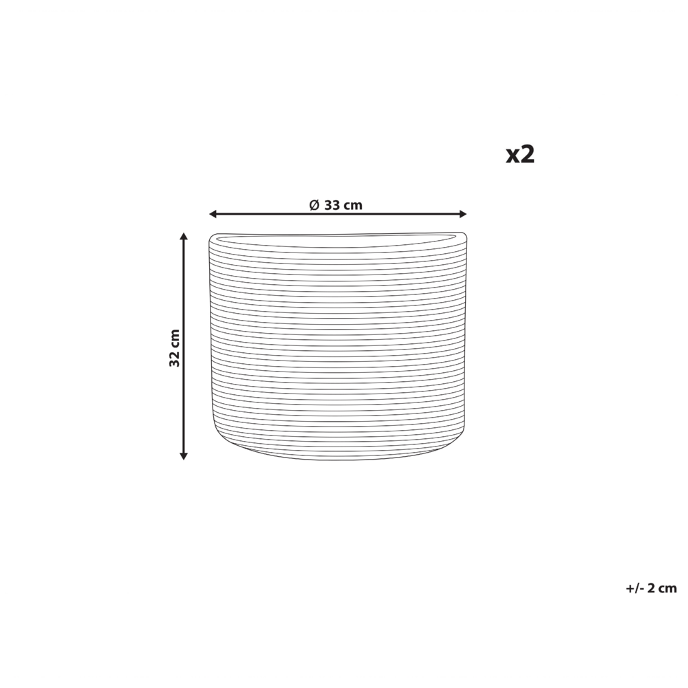 Set di 2 cestini in tessuto di cotone beige e nero con accessori per la conservazione boho a righe