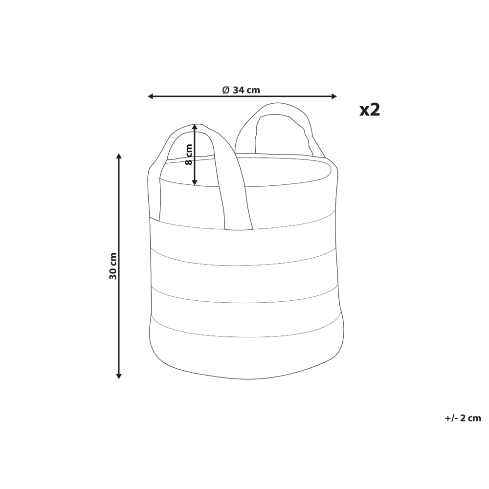 Set di 2 cestini in iuta beige e nero con motivo a strisce Accessori per la conservazione Boho