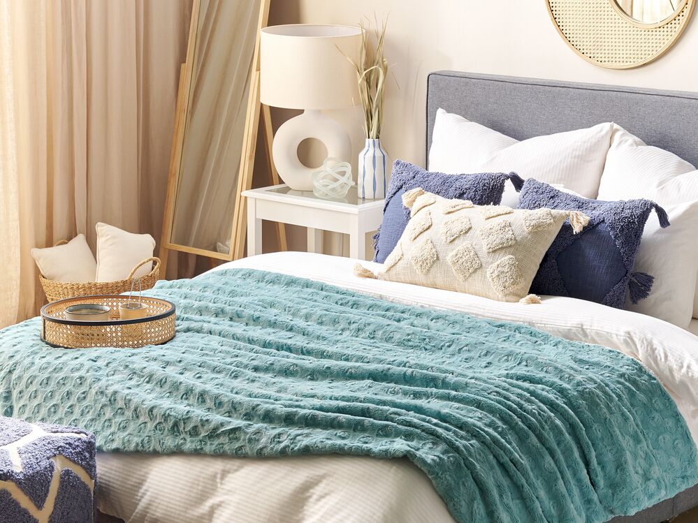 Coperta morbida in tessuto sintetico verde chiaro 150 x 200 cm camera da letto salotto soggiorno