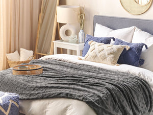 Coperta morbida in tessuto sintetico grigio e bianco 150 x 200 cm camera da letto salotto soggiorno