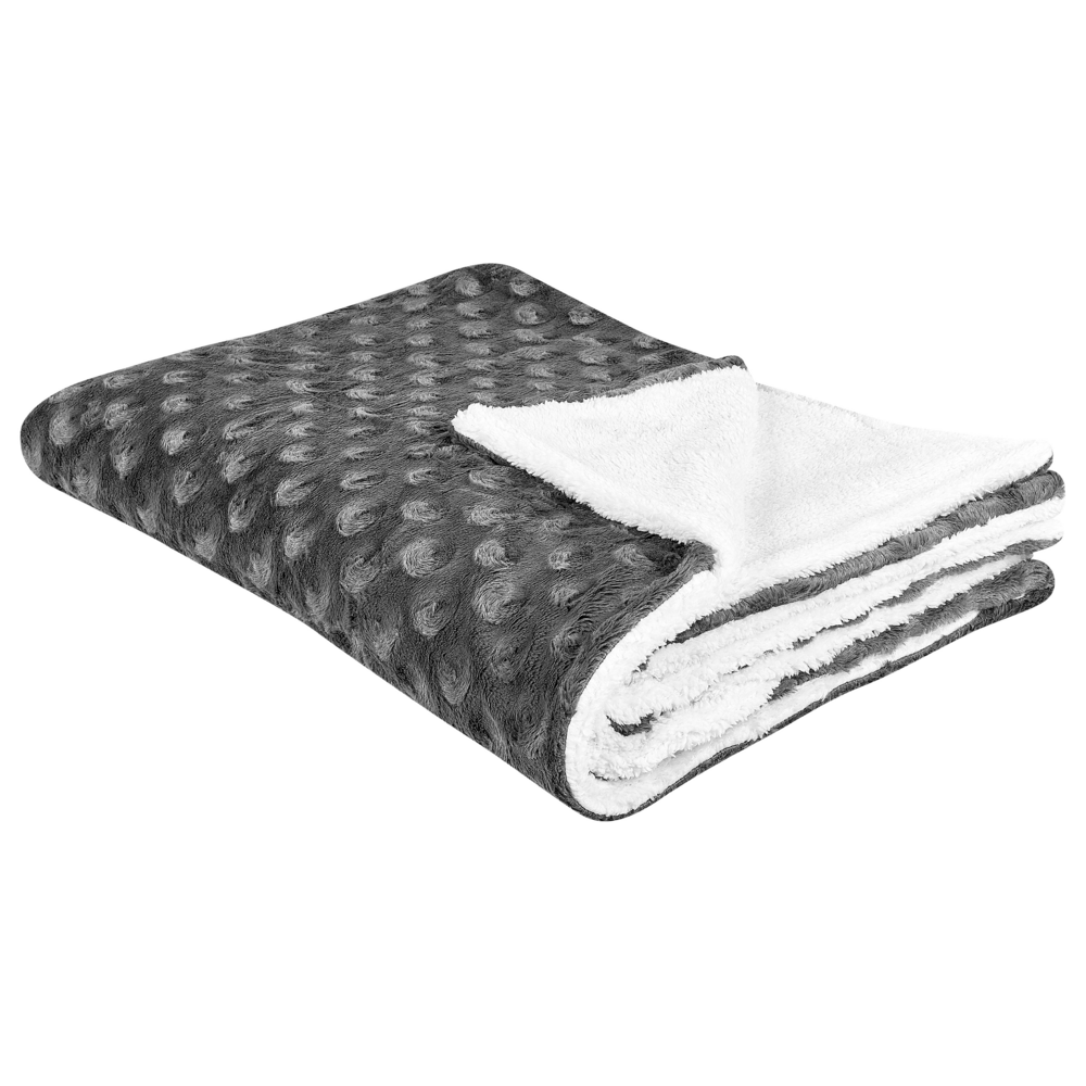 Coperta morbida in tessuto sintetico grigio e bianco 150 x 200 cm camera da letto salotto soggiorno