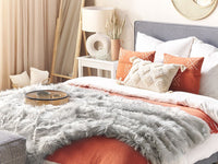 Coperta in morbida pelliccia sintetica grigia 150 x 200 cm camera da letto salotto soggiorno