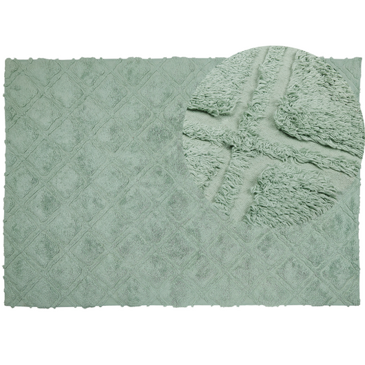 Tappeto in morbido cotone verde 160 x 230 cm con motivo geometrico camera da letto soggiorno