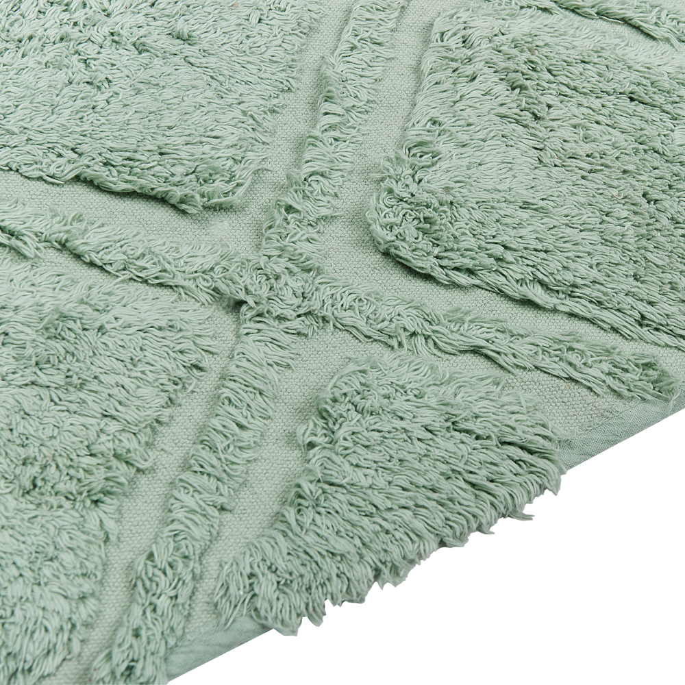 Tappeto in morbido cotone verde 80 x 150 cm con motivo geometrico camera da letto soggiorno