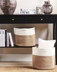 Set di 2 cesti in cotone di colore bianco e beige stile boho interno esterno
