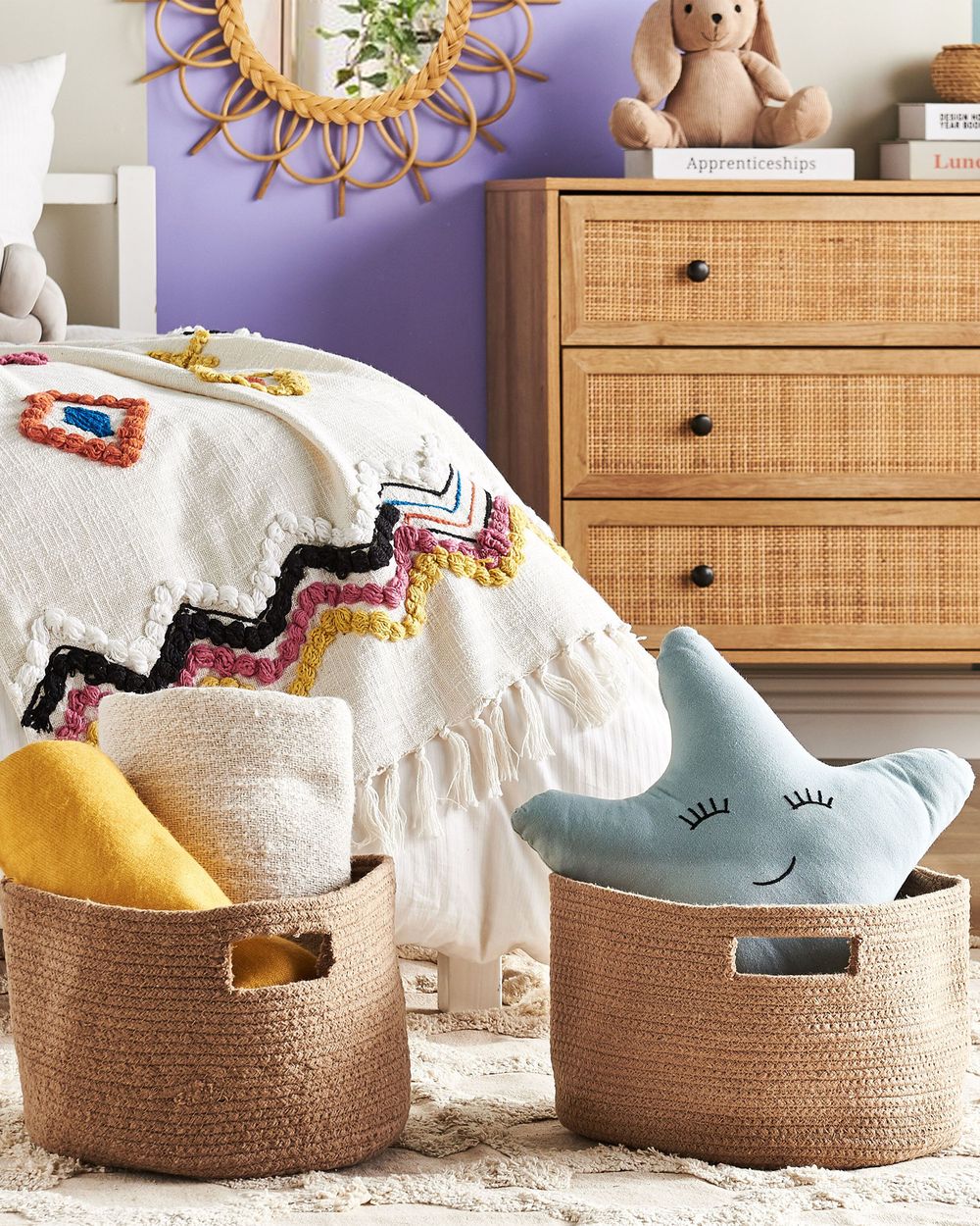 Set di 2 cesti in iuta beige stile boho interno esterno