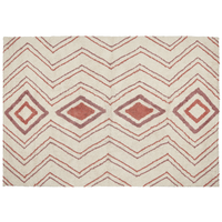 Tappeto cotone trapuntato beige e rosa stile boho 160 x 230 cm soggiorno camera da letto