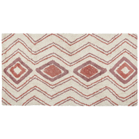 Tappeto cotone trapuntato beige e rosa stile boho 80 x 150 cm soggiorno camera da letto