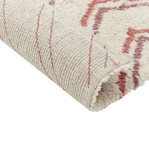 Tappeto cotone trapuntato beige e rosa stile boho 80 x 150 cm soggiorno camera da letto
