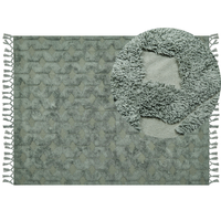 Tappeto cotone trapuntato verde con nappe 160 x 230 cm stile boho soggiorno