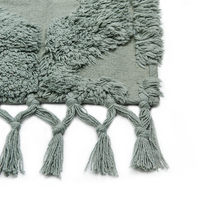 Tappeto cotone trapuntato verde con nappe 160 x 230 cm stile boho soggiorno