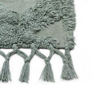 Tappeto cotone trapuntato verde con nappe 160 x 230 cm stile boho soggiorno