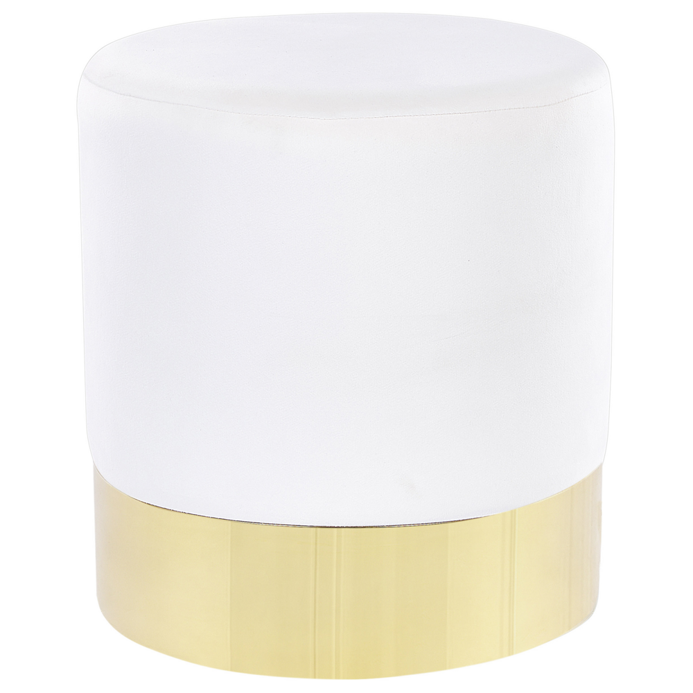 Poggiapiedi rotondo velluto bianco e oro toletta sgabello glam sgabello