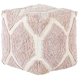 Pouf cotone beige e rosa motivo decorativo soggiorno camera da letto boho