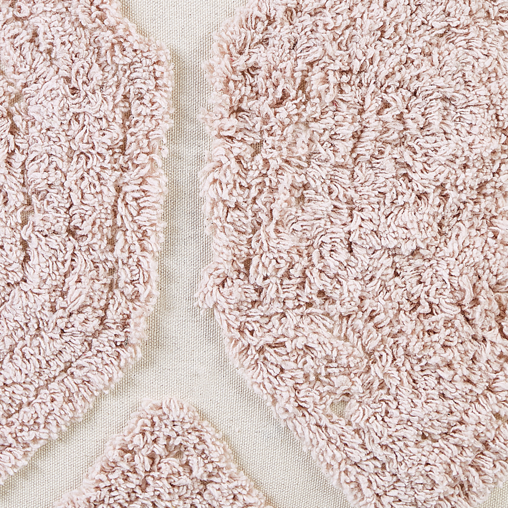 Pouf cotone beige e rosa motivo decorativo soggiorno camera da letto boho