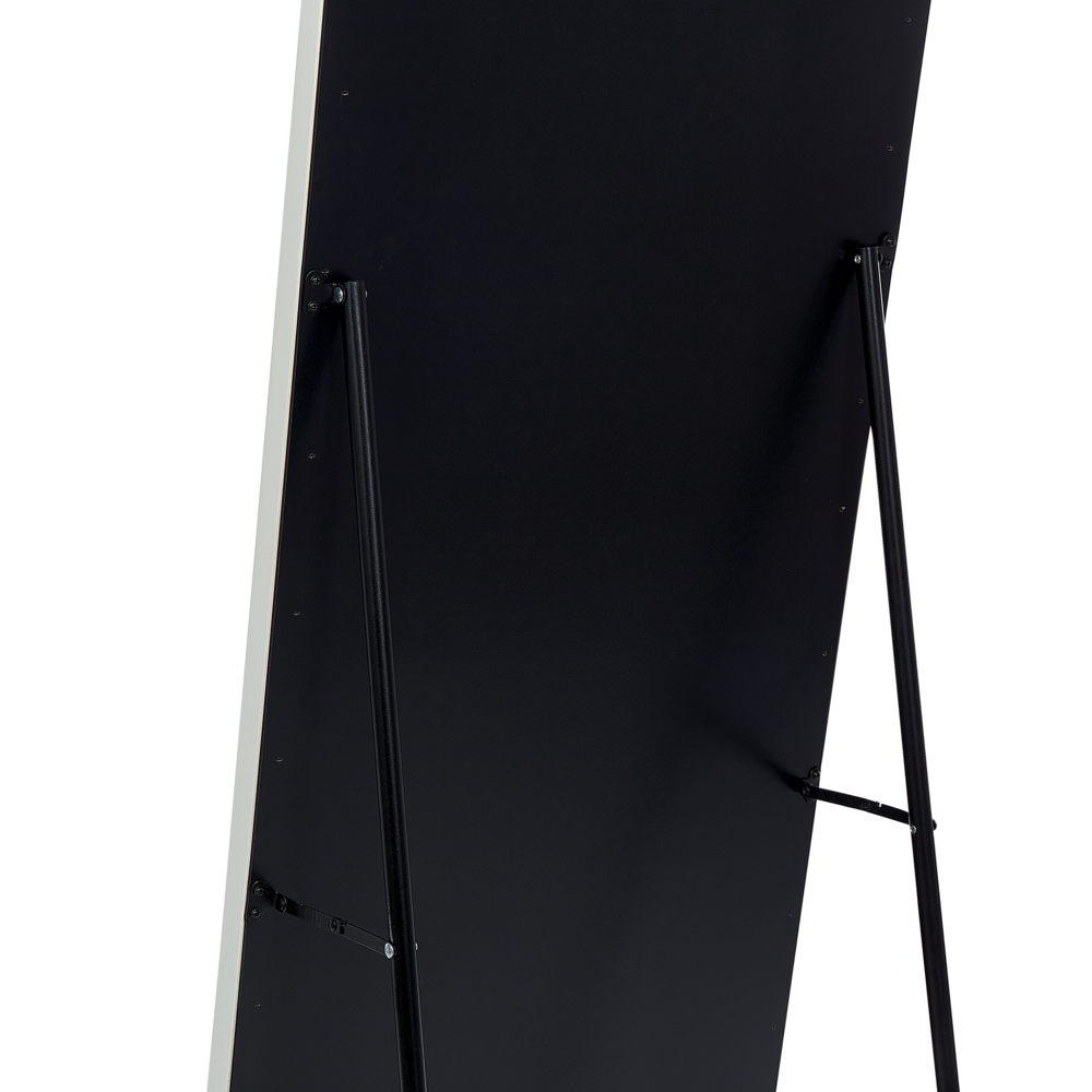 Specchio da pavimento in pelle sintetica bianca 50 x 150 cm cornice decorativa strass con supporto glamour da appendere per armadio camera da letto soggiorno