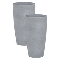 Set di 2 vasi polvere di pietra grigio 23 cm coppia di fioriere accessori decorativi per interni e esterni moderni e minimalisti