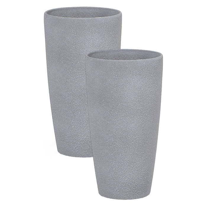Set di 2 vasi polvere di pietra grigio 23 cm coppia di fioriere accessori decorativi per interni e esterni moderni e minimalisti