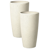 Set di 2 vasi polvere di pietra beige chiaro 31 cm coppia di fioriere accessori decorativi per interni e esterni moderni e minimalisti