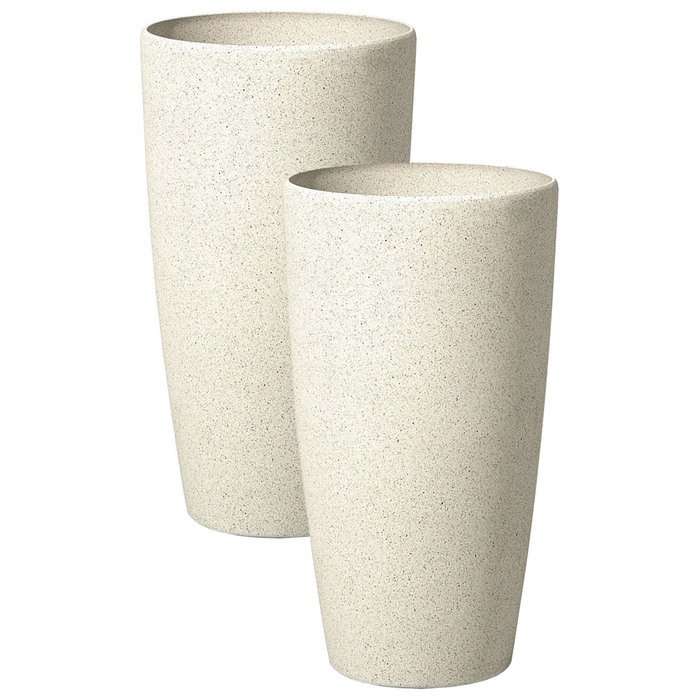 Set di 2 vasi polvere di pietra beige chiaro 31 cm coppia di fioriere accessori decorativi per interni e esterni moderni e minimalisti