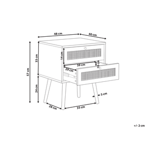 Comodino in rattan marrone chiaro con 2 cassetti in stile boho minimalista camera da letto