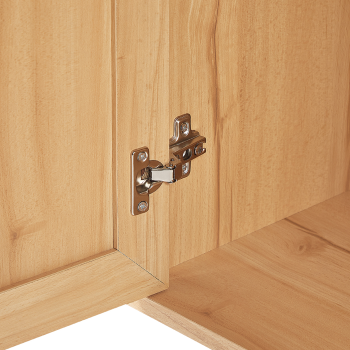 Credenza con 3 ante in rattan in colore marrone chiaro stile boho soggiorno camera da letto