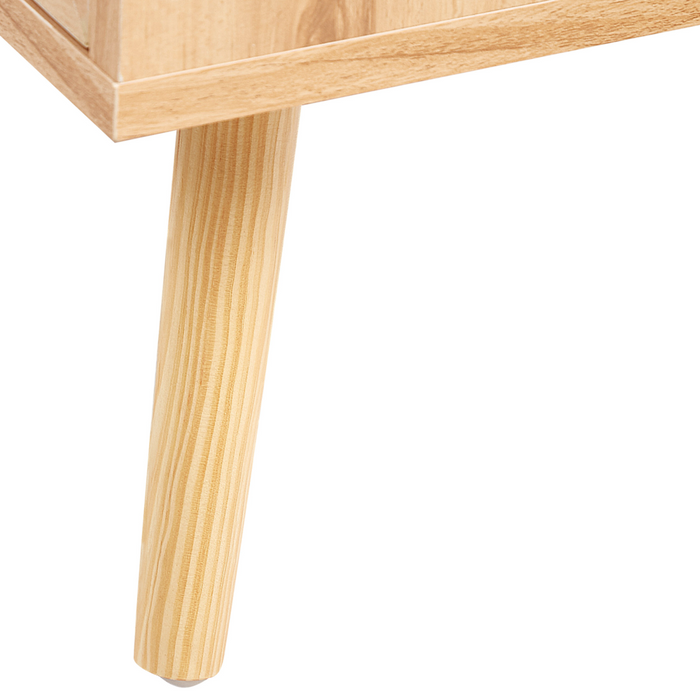 Credenza con 3 ante in rattan in colore marrone chiaro stile boho soggiorno camera da letto