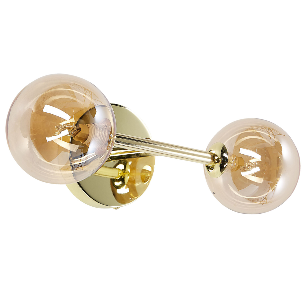 Lampada da parete moderna con 2 lampadine in acciaio color oro ingresso soggiorno camera da letto