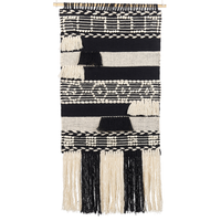 Decorazioni da parete in cotone nero beige nappa fatta a mano arte della parete motivo geometrico boho per soggiorno camera da letto