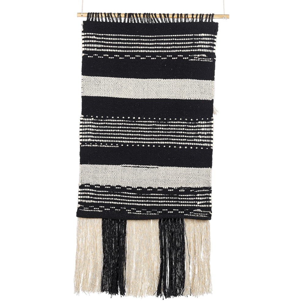 Decorazioni da parete in cotone nero beige nappa fatta a mano arte della parete motivo geometrico boho per soggiorno camera da letto