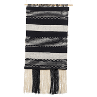 Decorazioni da parete in cotone nero beige nappa fatta a mano arte della parete motivo geometrico boho per soggiorno camera da letto