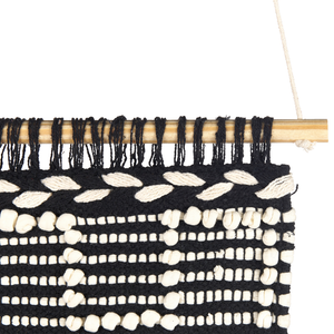 Decorazioni da parete in cotone nero beige nappa fatta a mano arte della parete motivo geometrico boho per soggiorno camera da letto