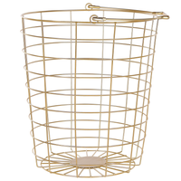 Carrello Portaoggetti per Bagno 3 Cestelli in Metallo Dorato con Ruote