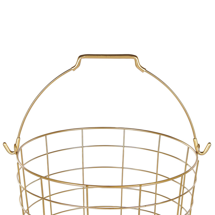 Carrello Portaoggetti per Bagno 3 Cestelli in Metallo Dorato con Ruote