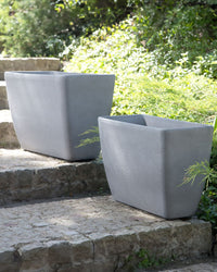 Set di 2 vasi per piante polvere di pietra grigio chiaro 60 x 27 cm accessori per interni e interni moderni e minimalisti