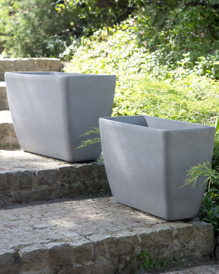 Set di 2 vasi per piante polvere di pietra grigio chiaro 60 x 27 cm accessori per interni e interni moderni e minimalisti