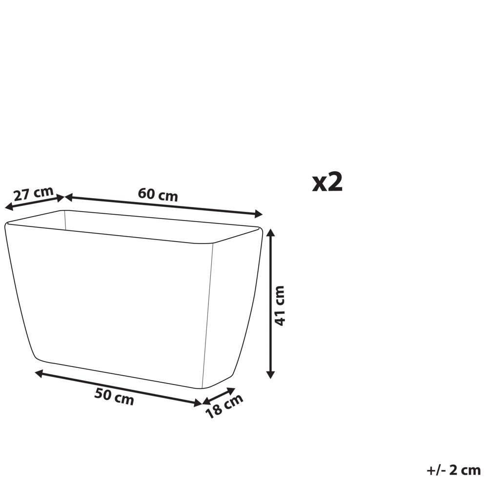 Set di 2 vasi per piante polvere di pietra grigio chiaro 60 x 27 cm accessori per interni e interni moderni e minimalisti