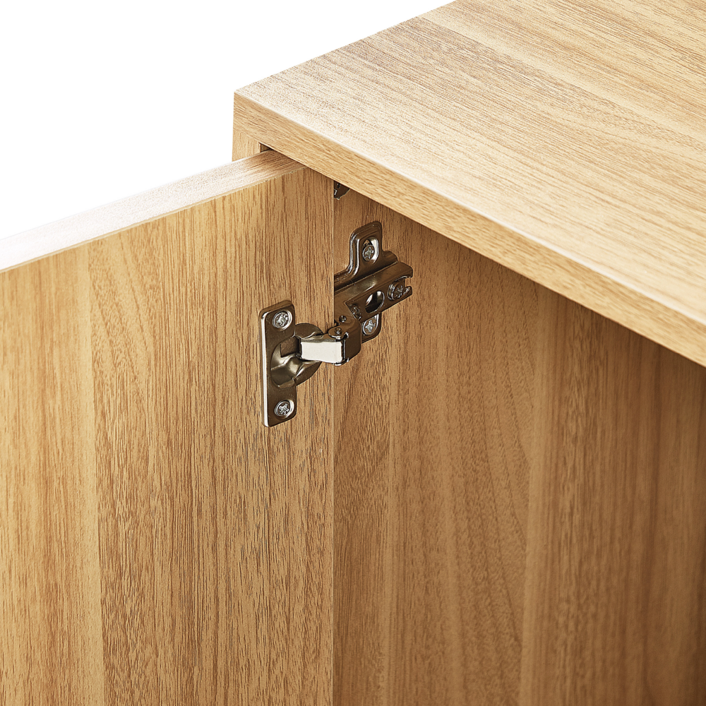 Comodino in rattan marrone chiaro con cassetto vano portaoggetti e 2 sportelli in stile boho minimalista camera da letto