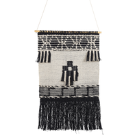 Decorazioni da parete in cotone nero beige nappa fatta a mano arte della parete motivo geometrico boho per soggiorno camera da letto