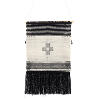 Decorazioni da parete in cotone nero beige nappa fatta a mano arte della parete motivo geometrico boho per soggiorno camera da letto